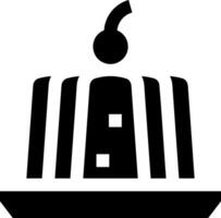 A black and white image of a cake with a slice of fruit vector