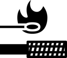 A grill with a fire and a grill fork vector