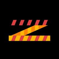A red and yellow striped sign on a black background vector