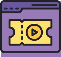 A purple and yellow icon with a player vector