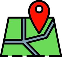 A map with a pin on it and a red marker vector