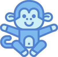 A blue monkey with a smile on its face vector