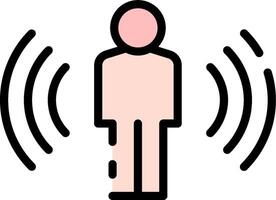 A person standing in front of a sound wave vector