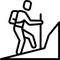 A man with a backpack is climbing up a mountain vector