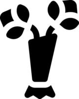 A black and white image of a vase with flowers vector