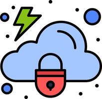 Cloud security icon with lightning bolt and padlock vector