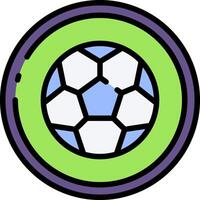A soccer ball in a circle with a green and blue background vector