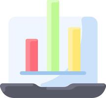 A laptop with a bar chart on it vector