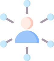 A person is surrounded by circles and connected to other people vector