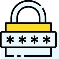 A lock with a yellow and black key vector