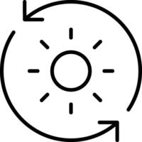 A circular icon with a sun in the middle vector