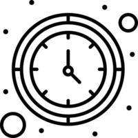 A black and white illustration of a clock vector