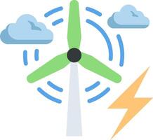 A wind turbine with lightning and clouds vector