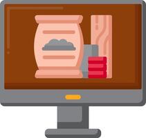 A computer monitor with a bag of rice and a box of rice vector