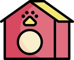 A dog house with a cat's paw print vector