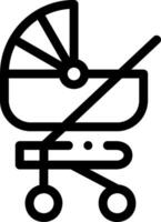 A black and white icon of a pram vector