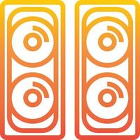 Two speakers with orange and yellow gradient background vector