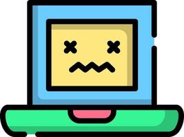 A computer with a sad face on it vector