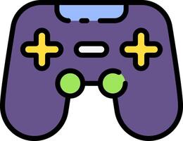 A purple game controller with green and yellow buttons vector