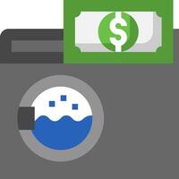 A washing machine with money and a dollar sign vector