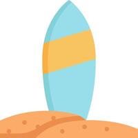 A surfboard is sitting on top of sand vector
