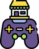 A game controller with a building on top vector
