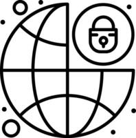 World map with lock icon illustration vector