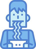 A man with a bowl of noodles in his mouth vector