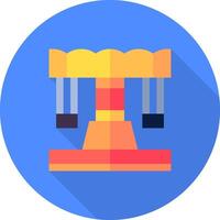 A flat icon of a swing on a blue background vector
