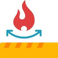 A fire icon with a smiley face and a red arrow vector