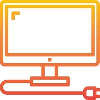 A computer monitor with a cable connected to it vector
