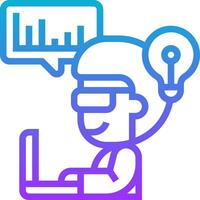 A person with a laptop and a light bulb vector