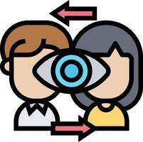 An icon of two people with an eye looking at each other vector