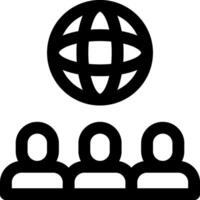 A group of people standing around a globe vector