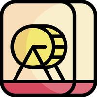 A yellow and red box with a barrel on it vector