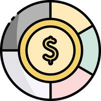A dollar sign in a circle with a color wheel vector