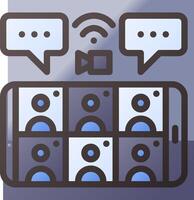 conferencing with speech bubbles vector