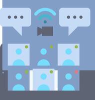conferencing with speech bubbles vector