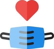 A heart and a mask with a blue strap vector