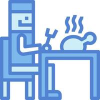 A man is sitting at a table with a knife and fork vector
