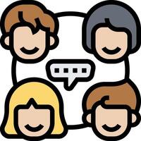 A group of people with speech bubbles around them vector