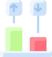 A bar chart with arrows pointing up and down vector