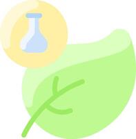 A green leaf with a flask and a test tube vector