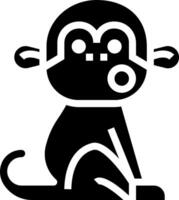 A black and white monkey with a big nose vector