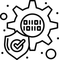 A black and white image of a gearwheel with a check mark vector