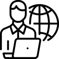 A man with a laptop and globe icon vector