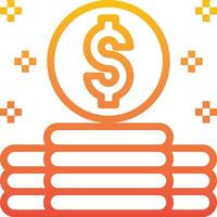 A stack of money with a dollar sign on top vector