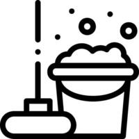A bucket with soap and a mop on a white background vector