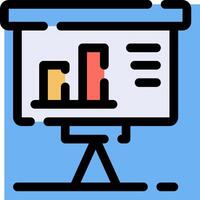 A presentation screen with a bar chart on it vector