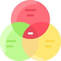 A venn diagram with three different colored circles vector